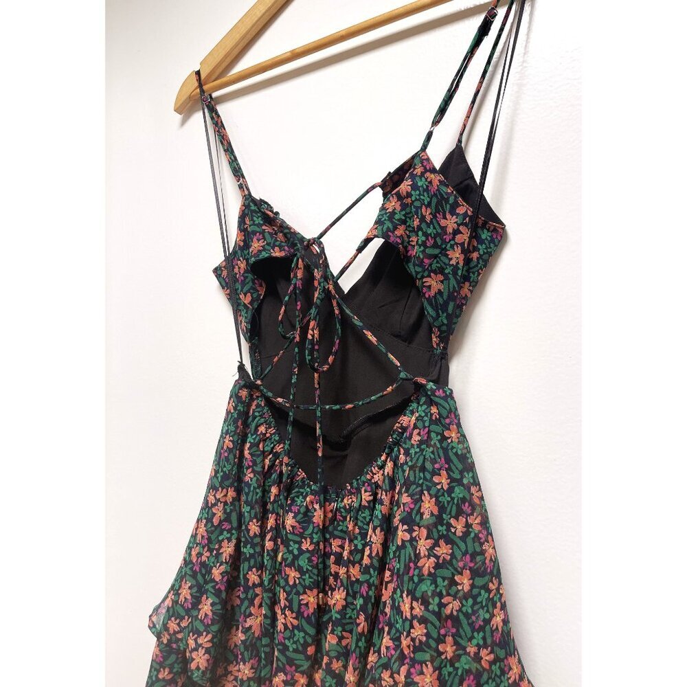 Floral Romper Shorts Womens Size XS Mahina Hawaii Floral Print Chiffon Backless - Picture 10 of 12